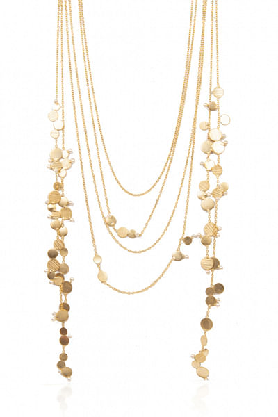 Gold plated layered pearl necklace