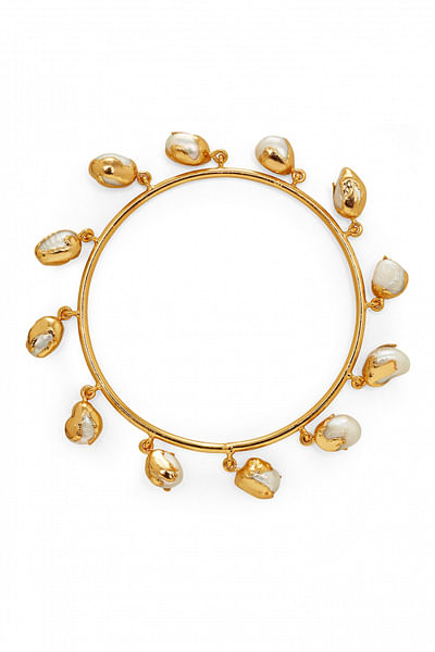 Gold pearl embellished bangle