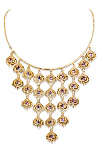 Purple amethyst crystal necklace