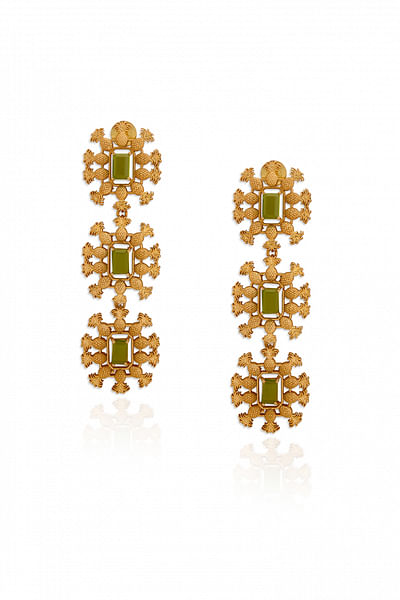 Green topaz crystal earrings