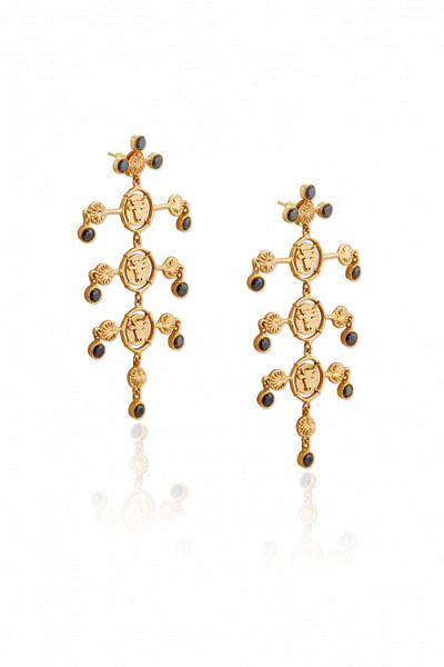 Black embellished dangler earrings