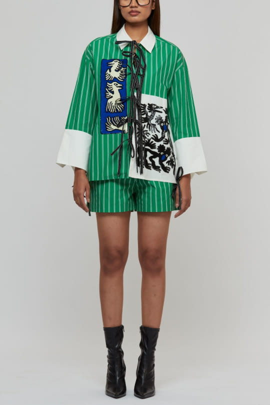 Buy Green floral printed sequin work co-ords by Dhruv Kapoor at 