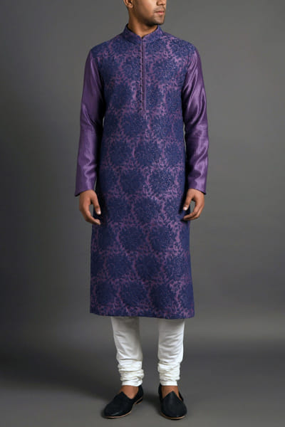 Blue embroidered kurta set