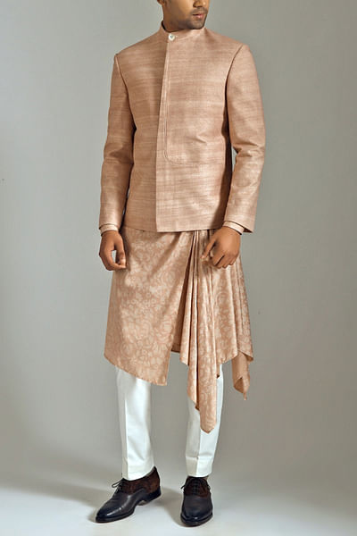 Pink silk bandhgala