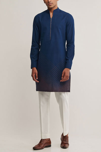 Indigo printed kurta set