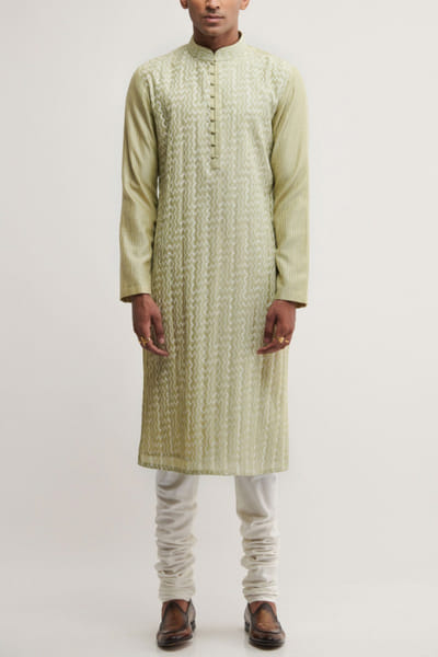 Dhruv Vaish Pale mint kurta set DHRD06K0281B