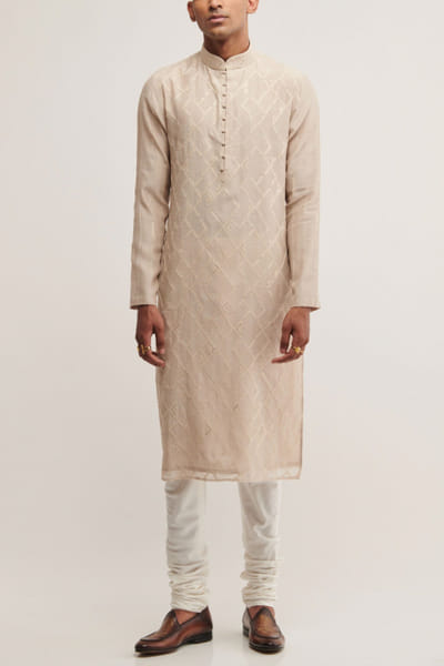 Vanilla embroidered kurta set