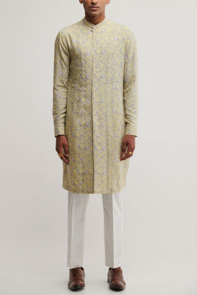 Mint floral printed kurta set