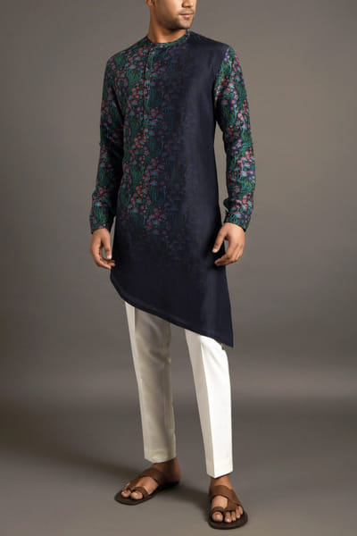 Indigo printed kurta set