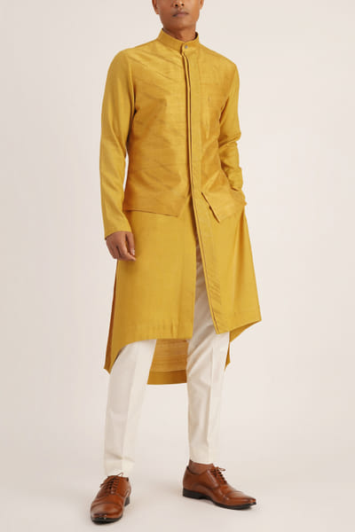 Marigold embroidered hybrid kurta set