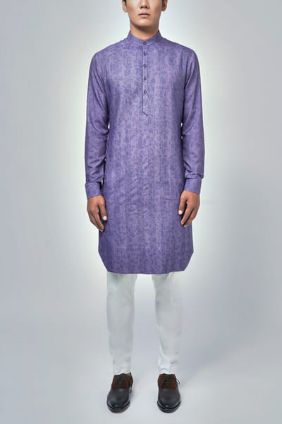Blue violet printed kurta set