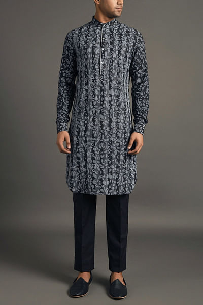 Black printed kurta set