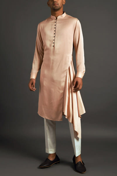 Sand rose draped kurta set