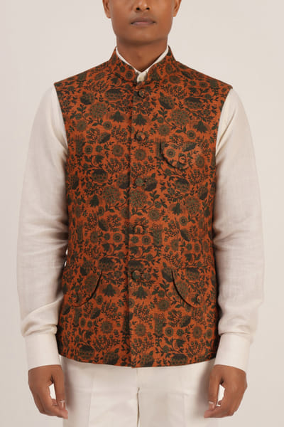 Green printed Jawahar jacket