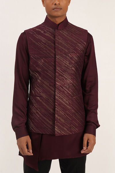 Old mauve embroidered Jawahar jacket