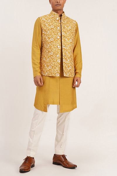 Marigold embroidered Jawahar jacket