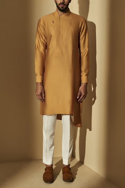 Golden asymmetric kurta set