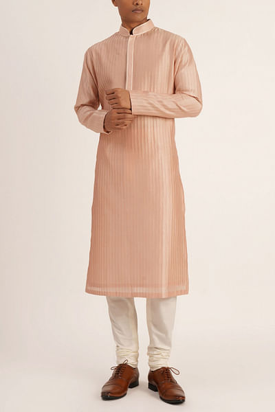 Pink cotton silk chanderi kurta set