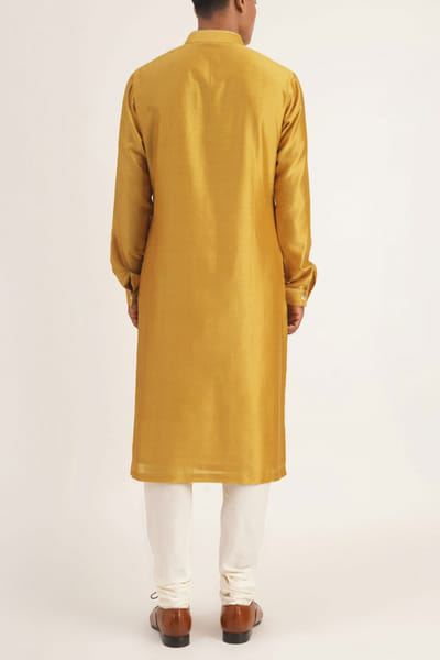 Dhruv Vaish Marigold cotton silk chanderi kurta set DHRNOV2215