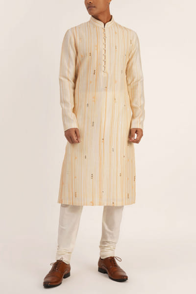 Dhruv Vaish Vanilla white embroidered kurta set DHRNOV2218