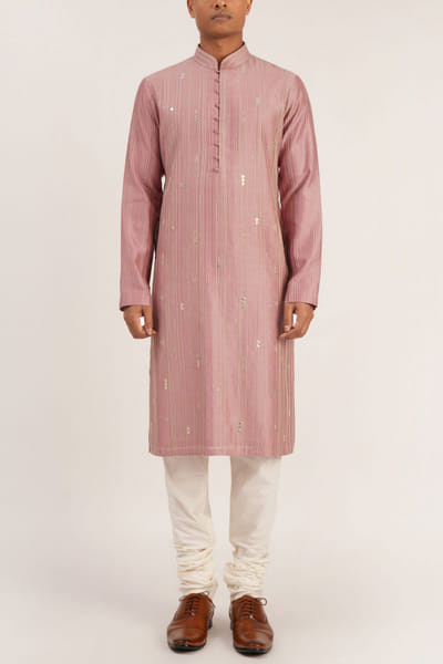 Mauve embroidered kurta set