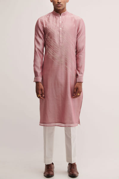 Mauve embroidered kurta set