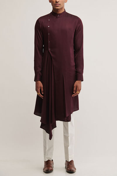 Old mauve draped kurta set