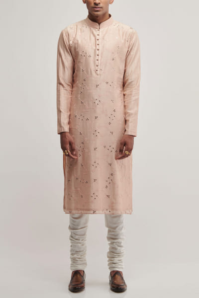 Dhruv Vaish Pink cotton silk kurta set Dhr006981