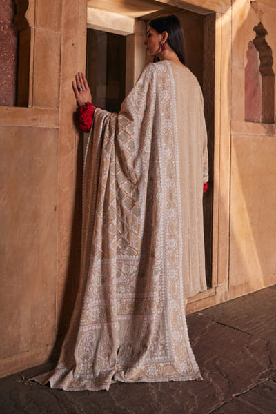 Dhaaga and Co. Ivory gold chikankari kurta set DHAAJUN26D147501