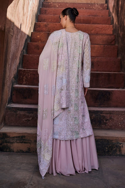 Dhaaga and Co. Pink chikankari kurta-sharara set DHAAJUN26D147519