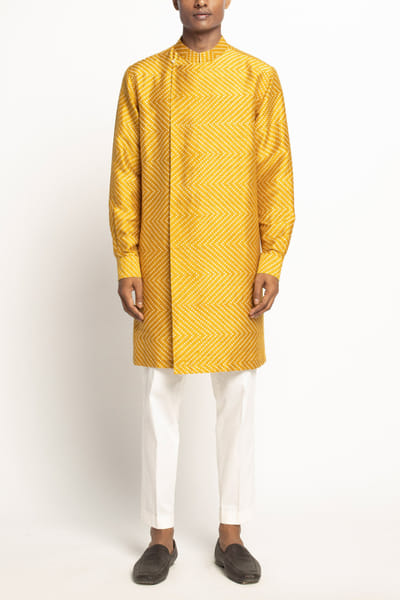 Yellow bandhani kurta set
