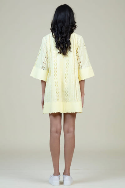 Bunka Yellow embroidered shirt dress BUNKAPR26D242850