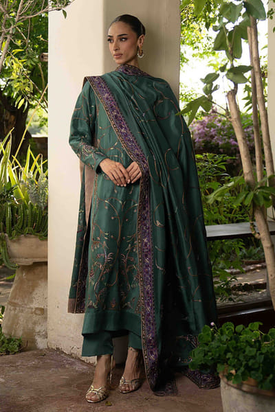 Aneeka Ruknuddin Green aari embroidered kurta set ANEEJUL26D148977