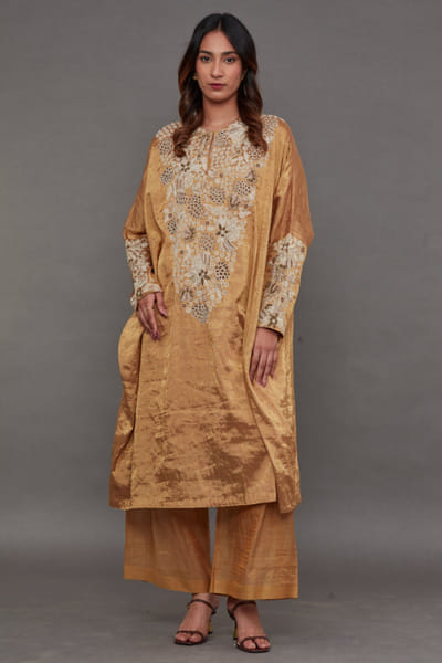 Gold embroidered kaftan set