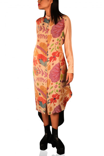Floral kalamkari shirt dress