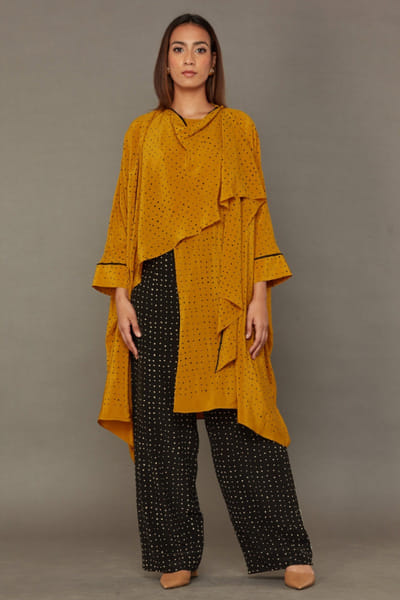 Haldi yellow printed top and pant set