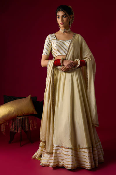 Gold lampi embroidered lehenga set