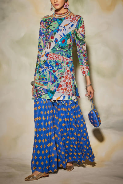 DiyaRajvvir Printed kurta and gharara set DIYAKIRA2211