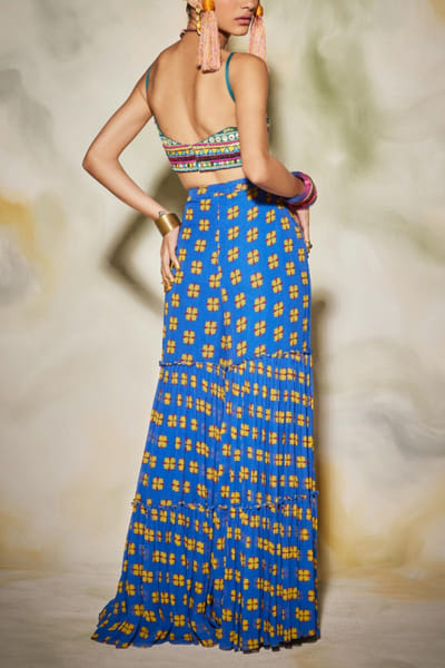 DiyaRajvvir Blue printed gharara set DIYAKIRA2212