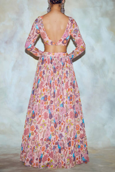 DiyaRajvvir Blush pink printed skirt and top DIYAPR2204