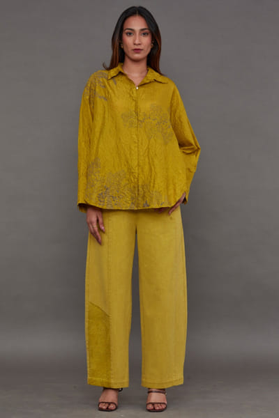 Nashpati green silk shirt