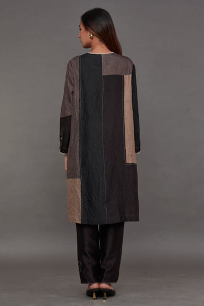 Divyam Mehta Chocolate silk kurta set DIVDEC25D134977