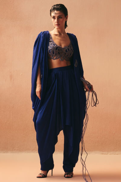 Purple cowl drape cape set
