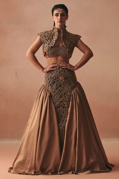 Gold panel skirt set