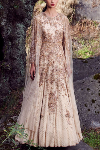 Ivory embroidered gown