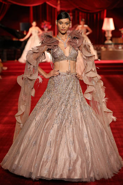 Rose embroidered lehenga set
