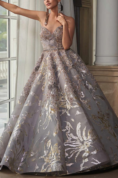 Embellished organza gown