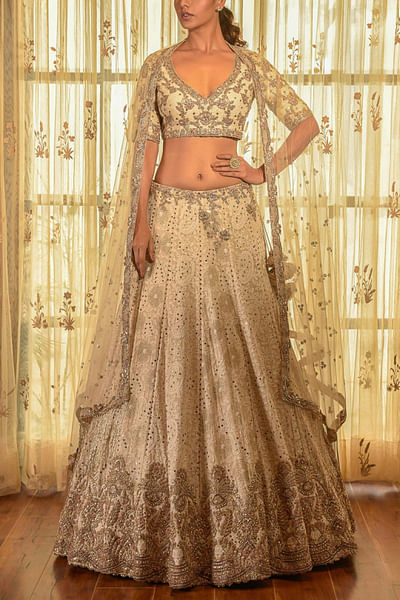 Ivory chikankari lehenga set