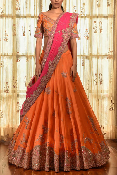 Gold dust kalidar lehenga set