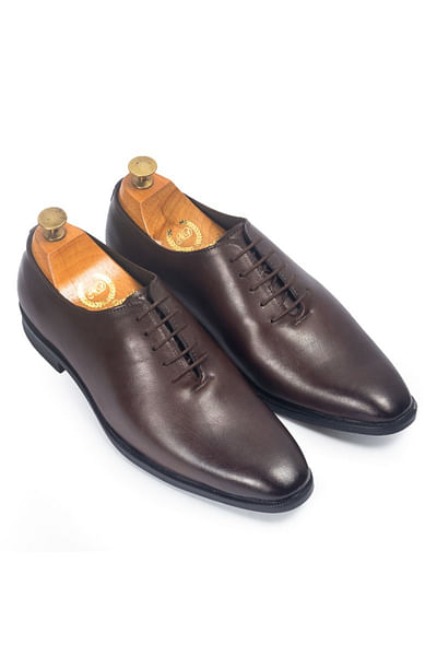Brown lace-up derby shoes